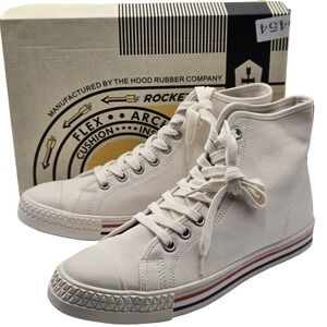 Hood Rubber Rocket 66 Shoes Mens Size 9.5 White Canvas High Top Retro Sneakers